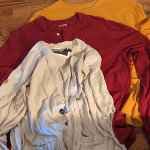 J.Crew Red, Yellow, and Cream Cardigans